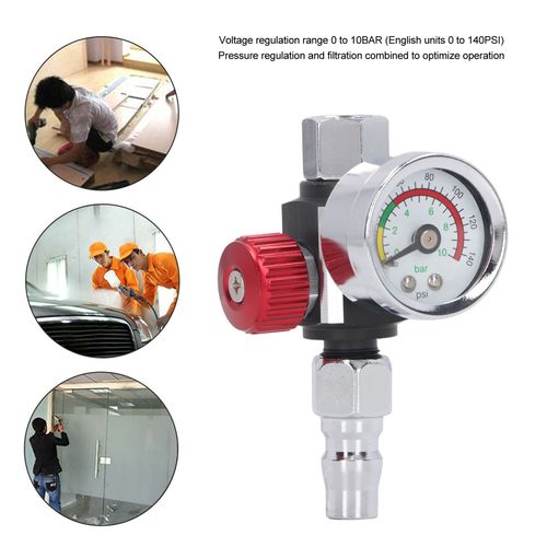 XYONG Regulateur de pression d'air pour pistolet a peinture G1/4 po, reglage rapide et precis, 0 a 10 bar