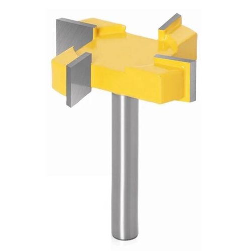 XYONG Fraise a bois, tige de 6,35 mm, 4 lames, pour cadre en acier au carbone, pour menuisier, jaune, 3,6 cm