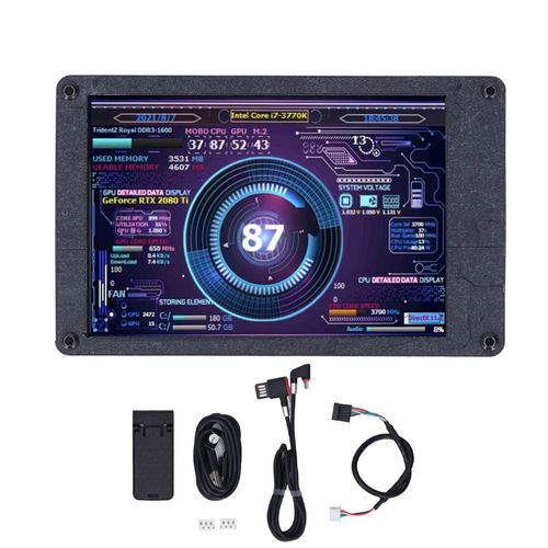 XYONG Mini ecran USB 3,5 pouces IPS, luminosite reglable, moniteur de temperature, CPU, RAM, pour Windows, avec coude