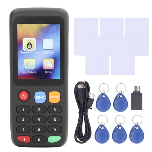 XYONG Copieur de cartes NFC, lecteur de cartes d'ascenseur, lecteur de cartes d'identification, pour systeme de controle d'acces, batterie integree, 5 cartes T5577, 5 boucles T5577