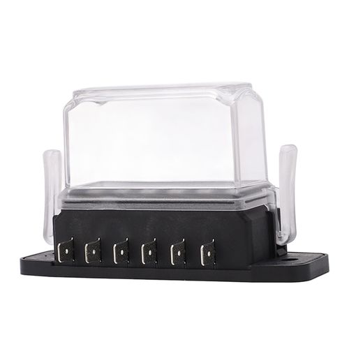 XYONG Bloc de fusibles 6 voies avec couvercle etanche transparent, boite a fusibles 6 voies pour bateau, camping-car, DC12 V, 24 V, charge totale 45 A