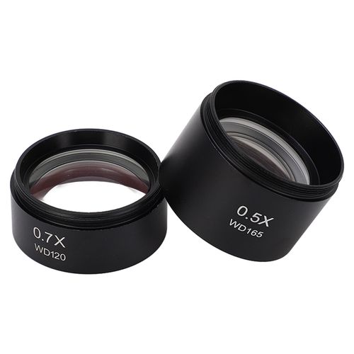 XYONG Lot de 2 lentilles d'objectif auxiliaires pour microscope, en alliage d'aluminium, 0,7x et 0,5x, legeres