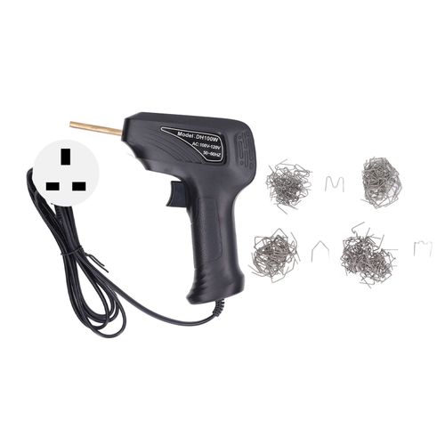 XYONG Chalumeau de soudage plastique avec agrafe, robuste et pratique, kit de pistolet de soudage plastique pour reparation de pare-chocs, prise britannique 200-240 V, noir