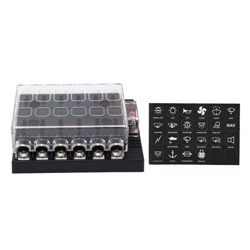 XYONG Boite a fusibles a lame ATC ATO, panneau de bloc etanche avec bus negatif pour voiture, camping-car, remorque, camion, fourgonnette, 12-36 V CC, 12 voies