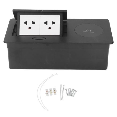 XYONG Prise de bureau, multiprise dissimulee, boitier de connexion de table, norme americaine, 3 prises, chargement sans fil, 15 A, 127 V CA