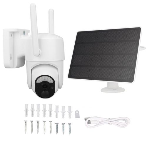 XYONG Camera de securite solaire 4MP, Wi-Fi, 2,5K, avec projecteurs, vision nocturne couleur, audio bidirectionnel, etancheite IP65
