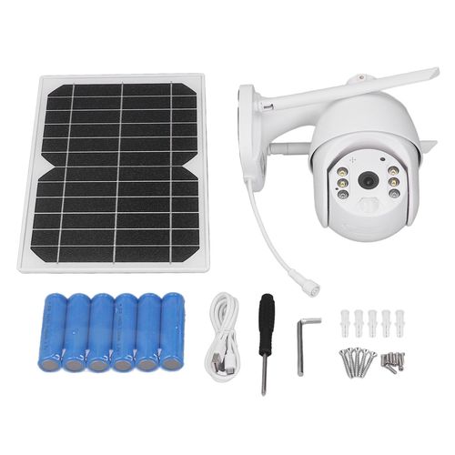 XYONG Camera de securite solaire 2MP 2.4G WIFI sans fil 1080P avec projecteur couleur, vision nocturne, audio bidirectionnel, etancheite IP66