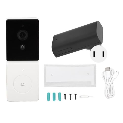 XYONG Sonnette video intelligente Wi-Fi avec camera, vision nocturne sans fil, 2 MP HD, interphone vocal bidirectionnel, prise US de 100 a 240 V