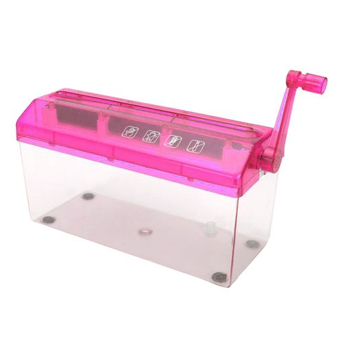 Xyong Destructeur De Papier En Plastique, Fonctionnement Manuel, Transparent, Format A4, Pour Bureau, Rose Rouge