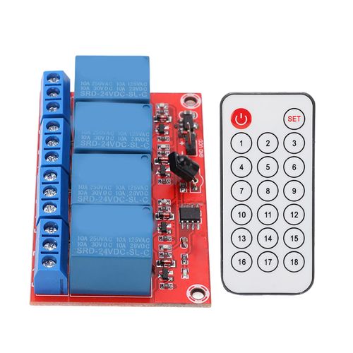 XYONG Module relais de reception 4 canaux, emetteur-recepteur infrarouge a distance 4 canaux, ensemble de commutateurs de commande 24 V