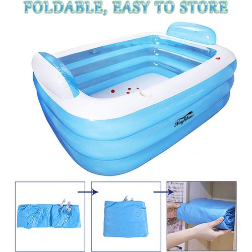 Baignoire Gonflable Adulte avec Pompe ¿ Spa Balnéothérapie Portable en PVC, Double Pliable, Bain Relaxation Maison ou Voyage