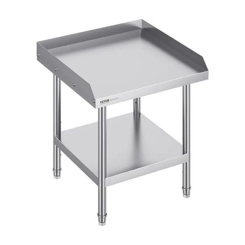 Table De Travail Cuisine Acier Inoxydable-Vevor-Table De Préparation-61x61x66 Cm-Hauteur Réglable-Dosseret À 3 Côtés