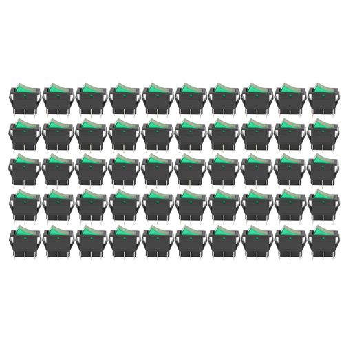 XYONG Kit de 50 interrupteurs a bascule ABS 6 broches, marche/arret, 2 positions, 125/250 V, pour machine, vert