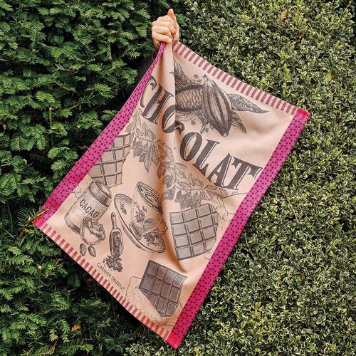 Torchon Pur Coton Rose 56x77 Cm