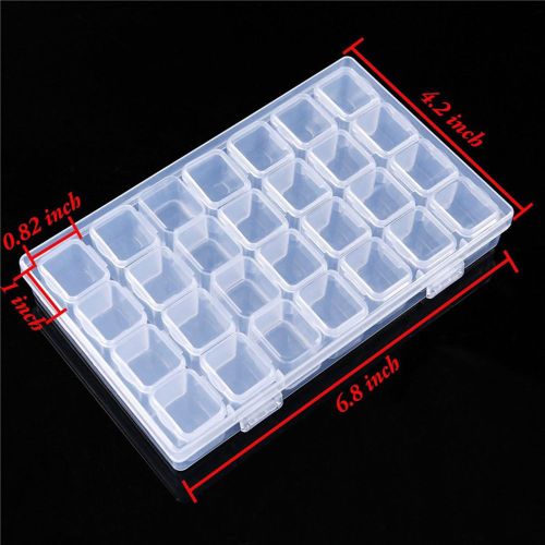 XYONG Lot de 2 boites de rangement transparentes en plastique a 28 compartiments, reglables, pour nail art, perles, bagues, bijoux, boucles d'oreilles