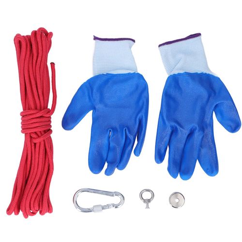 XYONG Aimant de peche double face, force de traction 22 kg, avec corde de 10 m, gants, kit pour lac et riviere