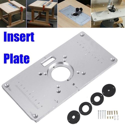 XYONG Plaque d'insertion de table de toupie en alliage d'aluminium avec 4 vis a anneaux pour etablis de menuiserie