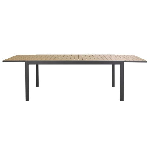 Table De Jardin Extensible En Aluminium Coloris Imitation Teck Et Gris Anthracite 8/12 Personnes L180/270