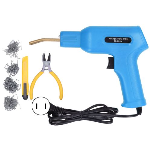 Xyong Agrafeuse A Chaud 50 W Pour Reparation De Plastique Automobile, Kit De Soudage Pour Reparation De Pare-Chocs De Voiture Avec 4 Types De Clous, Prise Americaine Bleue 110-130 V