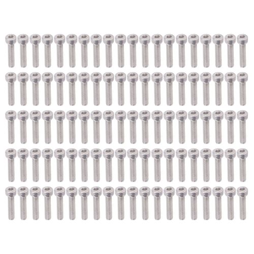 XYONG Lot de 100 vis a tete cylindrique a six pans creux en acier galvanise, fixations industrielles M4 x 0,7 mm 2800-0004-0018