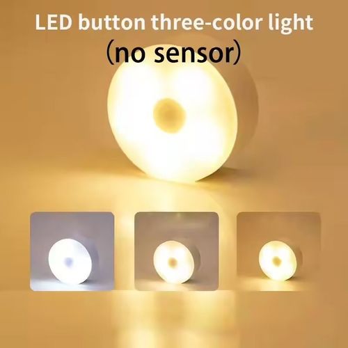 Lampe De Nuit Intelligente À Induction Humaine Led,Rechargeable Par Usb,Éclairage Existent D'Urgence,Pour Armoire De Oral Et,Lumières De Garde-Robe À Domicile - Type Button Three Colors-Ouragan X