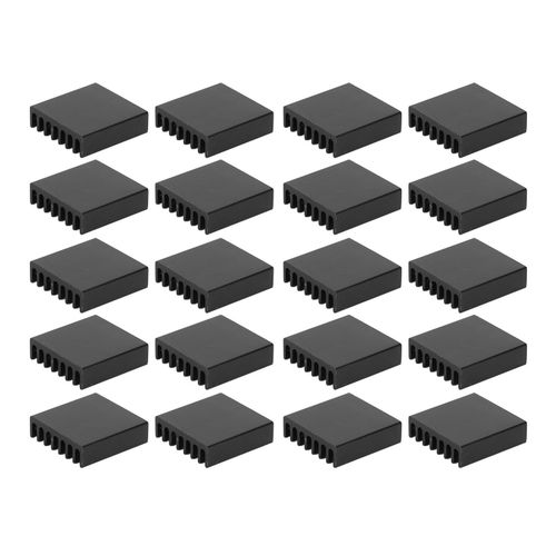 XYONG Lot de 20 mini dissipateurs thermiques en aluminium noir pour composants electroniques, pour puces PC, alimentations IC, equipements electriques, sans adhesif