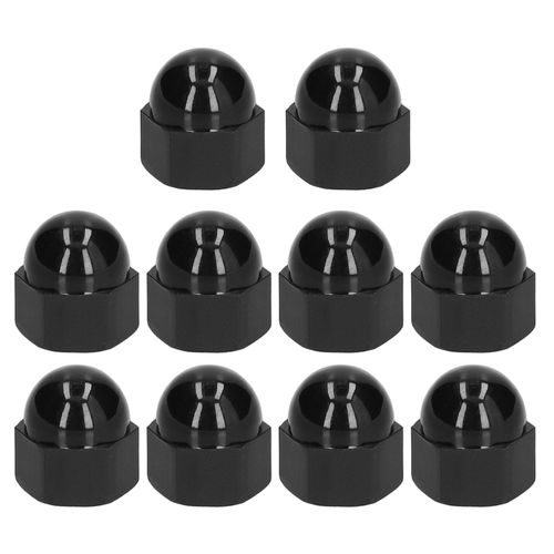 XYONG Lot de 10 cache-ecrous hexagonaux en plastique noir, capuchons de protection pour fixations industrielles, M4