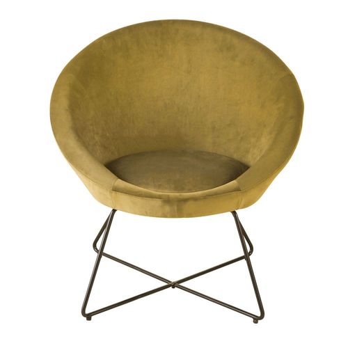 Fauteuil En Velours Ocre