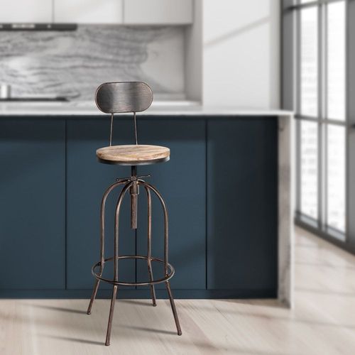 Tabouret De Bar Industriel Réglable En Métal Bronze