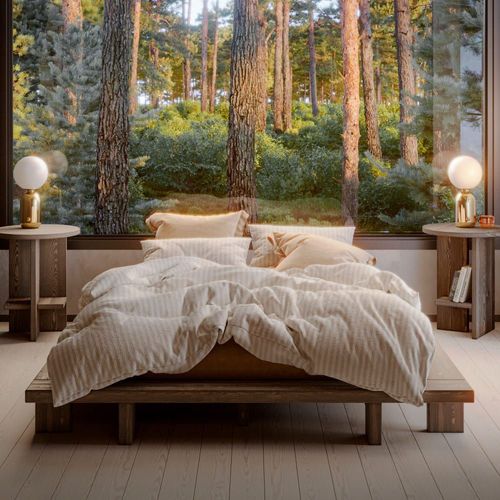 Lit Design En Bois 160x200cm - Bois Foncé