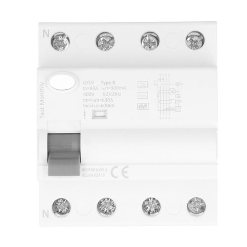 XYONG Disjoncteur differentiel 4P 63 A 300 mA 400 V GYL9-B