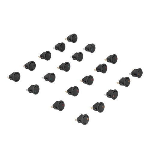 XYONG Lot de 20 interrupteurs LED ronds pour voiture, etanches, durables, faciles a installer, accessoires automobiles, DC12 V 20 A