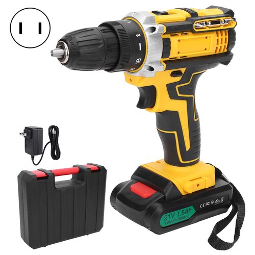 XYONG Perceuse electrique au lithium, rechargeable, sans fil, tournevis electrique portatif pour usage domestique, prise AC100-240 V US