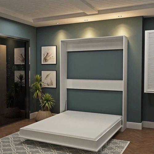 Lit Escamotable Vertical Blanc 221x149x38cm