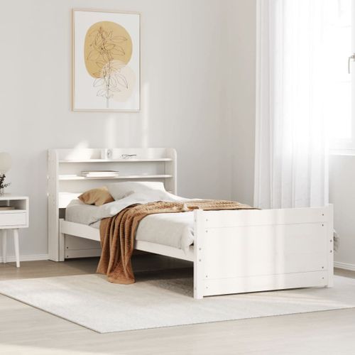 Vidaxl Cadre De Lit Avec Tête De Lit Sans Matelas Blanc 100x200 Cm