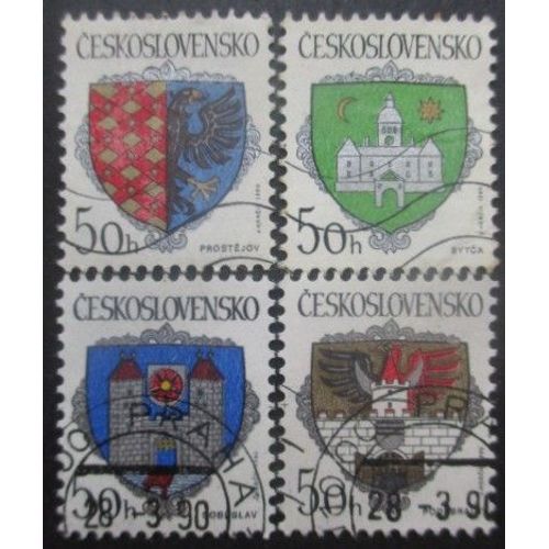 Tchecoslovaquie Série N°2843 Au 2846 Armoiries Oblitérés