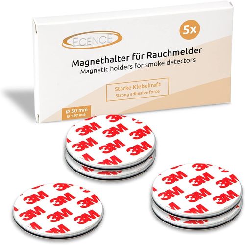 Plaque Aimantée Adhésive Pour Détecteur De Fumée 5 Supports Magnétiques Autocollants Ø50Mm, Montage Magnétique Pour Détecteurs D'Incendie[MAT790325]