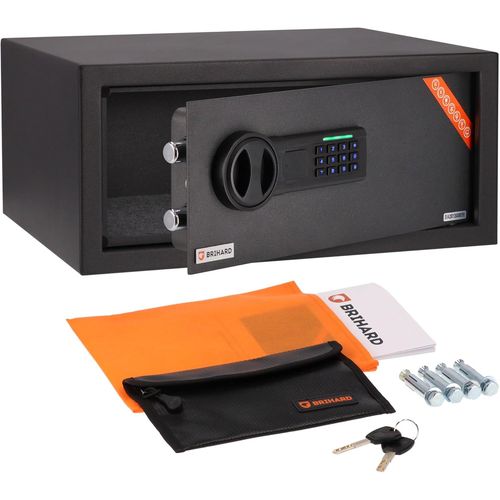 Laptop Coffre-Fort Numérique 20X43X35Cm Avec Pochette Ignifuge, Coffre 28L Avec Code & Led, Pour Ordinateur 15"", Argent, Bijoux, Documents A4[MAT790358]