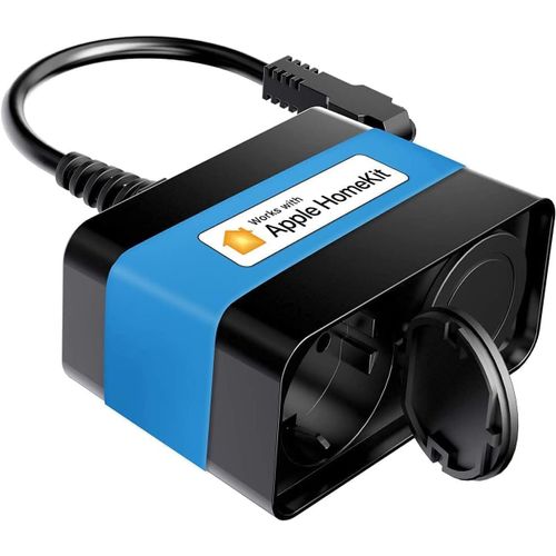 Multiprise Connectée (Type F), Prise Extérieure Étanche Ip44 Compatible Avec Homekit, Siri, Alexa, Et Google Home, Multiprise Intelligente Wifi Avec Contrôle À Distance Et Commande[MAT790902]