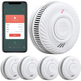 Détecteur De Fumée Intelligent, Détecteur De Fumée Wi-Fi Avec Capteur Photoélectrique, Détecteur D'Incendie Conforme À En14604, Compatible Avec Tuya/Smart Life App, 10 Ans Batterie[MAT790981]