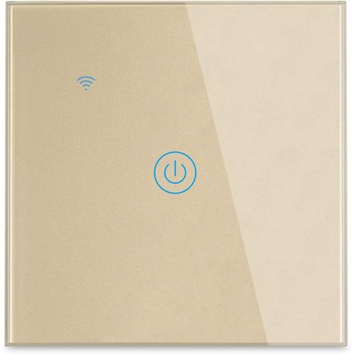 Interrupteur Mural Tactile Télécommande Intelligente Sans Fil Prise En Charge De La Commande Vocale Partage De La Famille Fonction De Minuterie Fil Neutre Requis(Doré, 1Gang)[MAT790768]