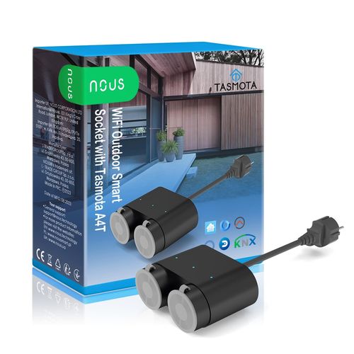 Tasmota A4T, Prise De Jardin, Étanche, 16 A, Avec Consommation D'Énergie, Compteur Électrique, Minuterie, Compatible Avec Alexa, Google Home, Mqtt, Wifi 2,4 Ghz[MAT791277]