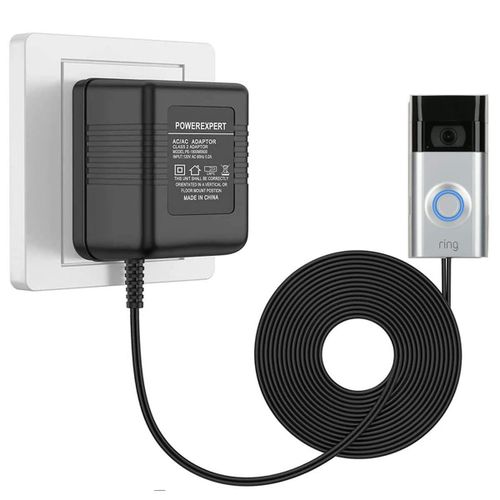 Transformateur De Sonnette, 24V 500Ma Adaptateur Secteur Câble Transformateur Smart Home Accessoires Compatibles Ring Door Bell Video Doorbell 2 Pro (5M Black)[MAT790263]