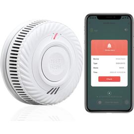 Détecteur De Fumée Intelligent, Détecteur De Fumée Wi-Fi Avec Capteur Photoélectrique, Détecteur D'Incendie Conforme À En14604, Compatible Avec Tuya/Smart Life App, 10 Ans Batterie[MAT790979]