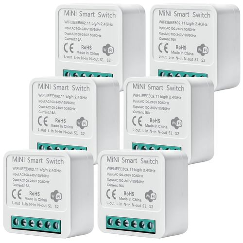 Lot De 6 Modules D'Interrupteur Intelligent 2 Voies : Mini Interrupteur Wi-Fi Diy S'Adapte Derrière L'Interrupteur Mural, Module D'Interrupteur Intelligent Compatible Avec L'Applic[MAT790929]