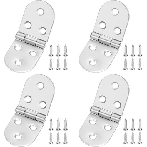 Charnière Flip Pliable Alliage Zinc, 4 Pezzi Charnière Inox Et Vis, Rondes Charnières De Table Rabat, Robustes Petite Charnière Plate Pour Table Pliante, Porte De Placard, Trappe[MAT791237]