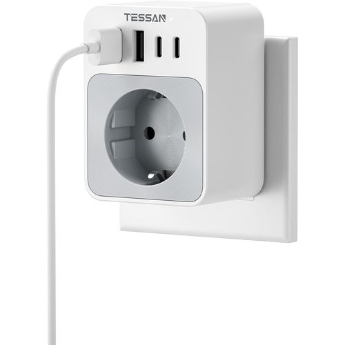 Multiprise Avec Usb C 15W, Chargeur Murale Prise Avec 4 Ports Usb Et 1 Sortie Ac, Prise De Courant 3600 W Pour Bureau, Domicile, Compatible Avec Phone Et Électroménager, Gris[MAT791291]