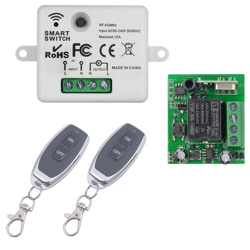 Interrupteur De Télécommande Sans Fil, Ac 85V 110V 220V 433Mhz Interrupteur D'Éclairage À Distance Rf Avec 2 Émetteurs, Commutateurs De Relais De Télécommande 85V-240V (Ac 85V-240V[MAT791248]