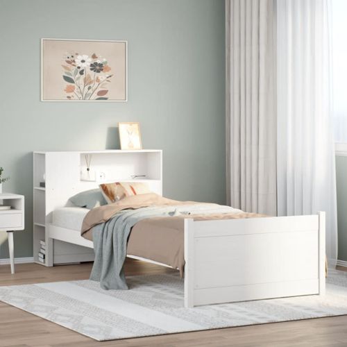 Vidaxl Lit Bibliothèque Sans Matelas Blanc 100x200 Cm Bois Pin Massif