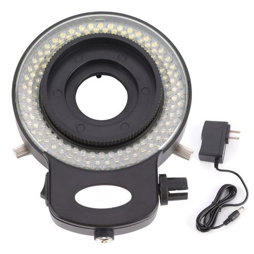 XYONG Lampe annulaire LED industrielle reglable pour microscope 144 LED avec coque noire, prise AC100-240 V US